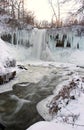 Frozen waterfall at sunset Royalty Free Stock Photo