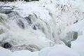 Frozen waterfall Tannforsen in winter, Sweden Royalty Free Stock Photo