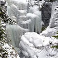 Frozen waterfalls in Maligne Canyon in the Jasper National Park, Alberta, Canada Royalty Free Stock Photo