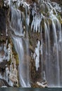 Frozen Waterfalls in Plitvice National Park, Croatia Royalty Free Stock Photo