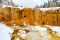 Frozen waterfalls and snow in Huanglong Scenic Area Royalty Free Stock Photo