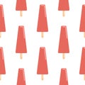 Frozen watermelon popsicles seamless pattern. Fruit ice cream in flat style isolated on white background