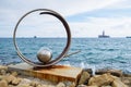 Frozen Wave Sculpture in Molos Park at Limassol Promenade, Cyprus