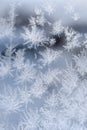 Frozen Whispers: Nature\'s Artistry in Window Frost Royalty Free Stock Photo