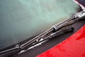 Frozen windscreen and wipers Royalty Free Stock Photo