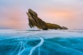 Frozen winter Baikal lake siberia Russia Royalty Free Stock Photo