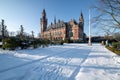 Frozen Peace Palace garden, Vredespaleis, under the Snow Royalty Free Stock Photo