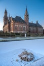 Frozen Peace Palace garden, International Court of Justice, under the Snow Royalty Free Stock Photo