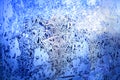 Frozen winter window, glass with frosty patterns, hoarfrost texture, snowflakes, New Year or Christmas ornament for banner Royalty Free Stock Photo