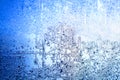 Frozen winter window, glass with frosty patterns, hoarfrost texture, snowflakes, New Year or Christmas ornament for banner Royalty Free Stock Photo