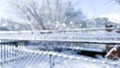 frozen wire in winter in the garden macro Royalty Free Stock Photo