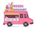 Frozen Yoghurt pink food track, isolated illustration