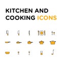 Kitchen And Cooking Icon Set, Isolated Vector Flat Icons