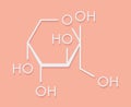 Fructose D-fructose fruit sugar molecule. Component of high-fructose corn syrup HFCS. Skeletal formula.