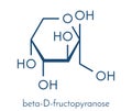 Fructose D-fructose fruit sugar molecule. Component of high-fructose corn syrup HFCS. Skeletal formula.