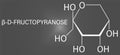 Fructose or D-fructose fruit sugar molecule. Component of high-fructose corn syrup - HFCS. Skeletal formula. Royalty Free Stock Photo