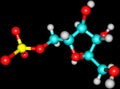 Fructose molecular structure on black background