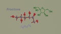 Fructose reducing sugar science molecule 3D render illustration