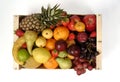 Frui boxvarious fruits with a white background