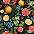 Frui fiesta watercolor Seamless Patterns, Generative AI