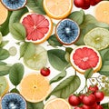 Frui fiesta watercolor Seamless Patterns, Generative AI