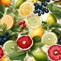 Frui fiesta watercolor Seamless Patterns, Generative AI