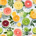 Frui fiesta watercolor Seamless Patterns, Generative AI