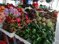 A fruit abundance on the daily fruit market in Vietnam