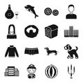 Fruit, alcohol, animal and other web icon in black style.