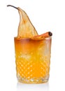 Fruit alcohol cocktail with pear and cinnamon stick isolated Royalty Free Stock Photo