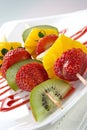 Fruit allsorts on skewers Royalty Free Stock Photo