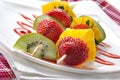 Fruit allsorts on skewers Royalty Free Stock Photo