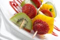 Fruit allsorts on skewers Royalty Free Stock Photo