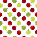 Fruit apple bright summer seamless pattern with the image of ripe red and green apples and leaves. Vector illustration Royalty Free Stock Photo