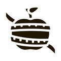 fruit apple measuring cord icon Vector Glyph Illustration