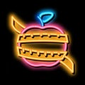 fruit apple measuring cord neon glow icon illustration