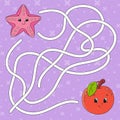 Fruit apple, sea starfish. Maze. Game for kids. Labyrinth conundrum. Education developing worksheet. Puzzle for children. Activity