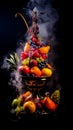 Fruit aroma Hookah isolated on black background against a dark background with smoke Royalty Free Stock Photo