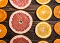 Fruit background. Fresh citrus orange, grapefruit, tangerine top Royalty Free Stock Photo