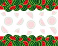 Fruit background from fresh watermelons and its slices isolated.