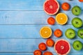 Fruit background - grapefruit, apples, oranges and tangerines Royalty Free Stock Photo