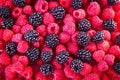Fruit background, raspberry and blackberry