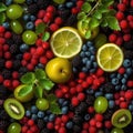Fruit Backgrounds,Currant and berry, lemon and kiwi,AI generated