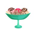 Fruit banana ice cream, summer dessert cartoon vector Illustration Royalty Free Stock Photo