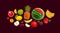 Fruits banner. Greengrocery concept. Vector illustration
