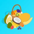 Fruit basket clip art, isometric style Royalty Free Stock Photo