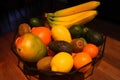 Fruits and vegetables in a fruitbasket very colorful. Royalty Free Stock Photo