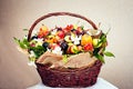 Fruit basket in the form of a bouquet. side view Royalty Free Stock Photo