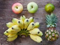 Apple and orange Fruit basket.organic healthy fruit on wood table