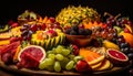 Fruit basket holds an abundance of healthy variety generated by AI